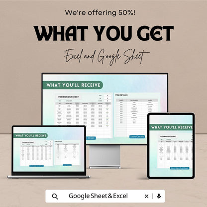 Item Sign Out Sheet - Excel and Google Sheet Template for Item Tracking | Borrowers, Return Dates, Condition & More