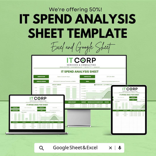 IT Spend Analysis Sheet Template | Excel and Google Sheets | IT Budget & Expense Tracking Dashboard