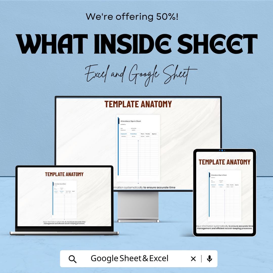 Attendance Sign-In Sheet | Excel & Google Sheets Template | Employee Attendance Tracker | Event Sign-In Sheet | Instant Download
