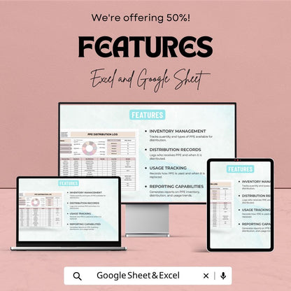 PPE Distribution Log Template | Safety Equipment Tracking Sheet | PPE Inventory Tracker | Excel & Google Sheets | Employee PPE Record Log