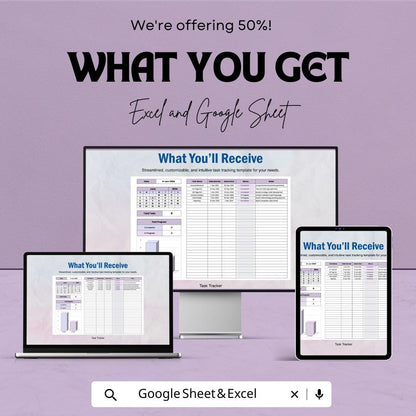 Task Tracker Sheet for Excel and Google Sheets | Project Organizer | Team & Personal Task Management | Digital Planner