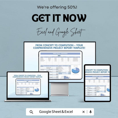 Project Report Format Template | Google Sheets & Excel | Business Report Dashboard | Project Summary Tracker | Instant Download