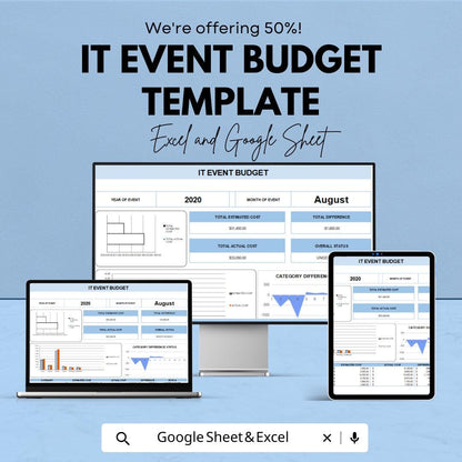 IT Event Budget Template | Excel & Google Sheets Event Budget Planner | Tech Conference Cost Tracker | Corporate Event Budget Spreadsheet