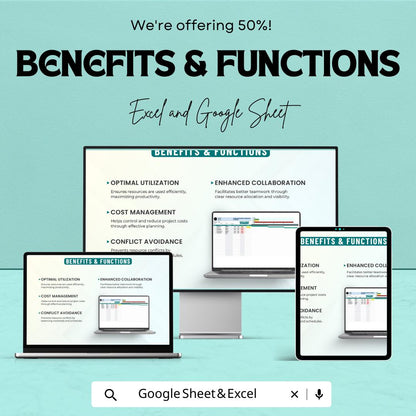 Operations Project Resource Planning Template, Project Resource Planner, Capacity Planning Dashboard, Gantt Chart Tracker