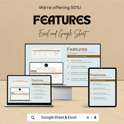Benefits Enrollment Log HR Template |  Employee Benefits Tracker | HR Benefits Management Spreadsheet | Benefits Tracking Log