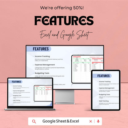 Personal Profit and Loss Sheet Template - Track Your Finances, Expenses - Monthly Tracker - Budget Planner - Financial Management