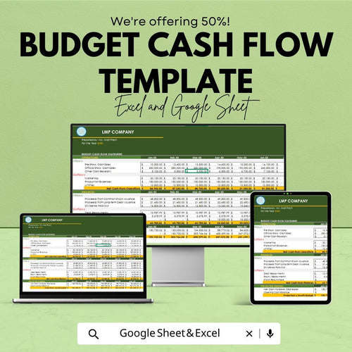 Budget Cash Flow Template | Excel & Google Sheets | Cash Flow Statement | Business Budget Planner