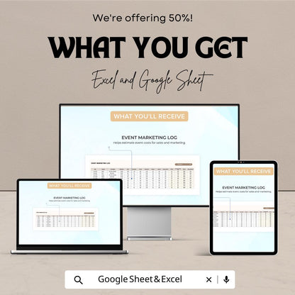 Startup Event Marketing ROI Template | Event ROI Calculator Spreadsheet | Excel & Google Sheets Marketing Tool