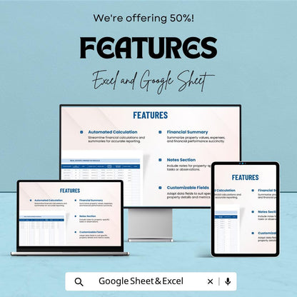 Real Estate Owned Schedule Template | Rental Property Tracker | Property Management Spreadsheet | Excel Google Sheets | Investment Tracker