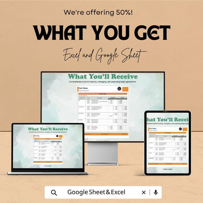 Lease Ledger Template Excel Google Sheets | Rent Payment Tracker | Lease Management Spreadsheet | Rental Ledger Template | Property Manageme