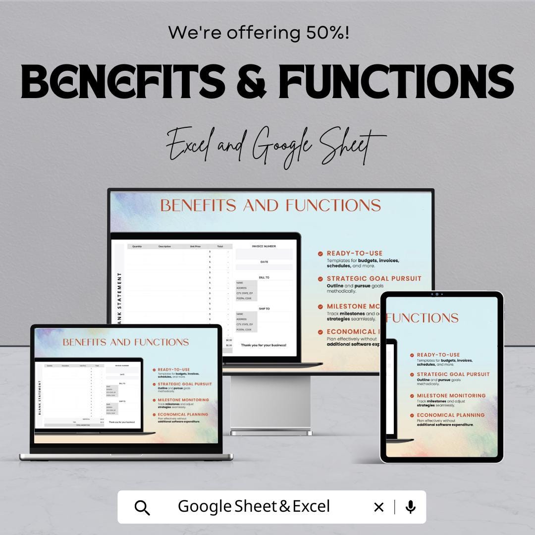 Blank Statement Sheet Template | Excel and Google Sheets | Invoice & Billing Tracker | Business Finance Log | Digital Download