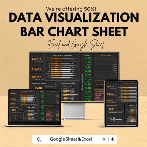 Data Visualization Bar Chart Template for Excel and Google Sheets - Financial and Business Analysis - Easy & Interactive |