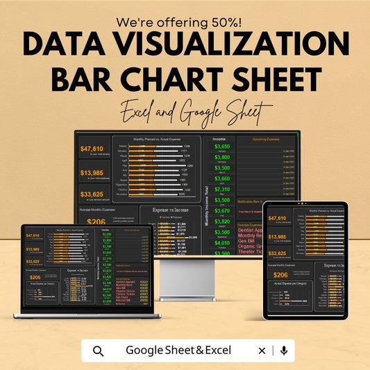 Data Visualization Bar Chart Template for Excel and Google Sheets - Financial and Business Analysis - Easy & Interactive |