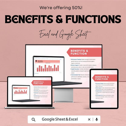 Revenue Growth Chart Template Excel | Sales Growth Tracker Google Sheets | Business Revenue Dashboard | Monthly Sales Chart |