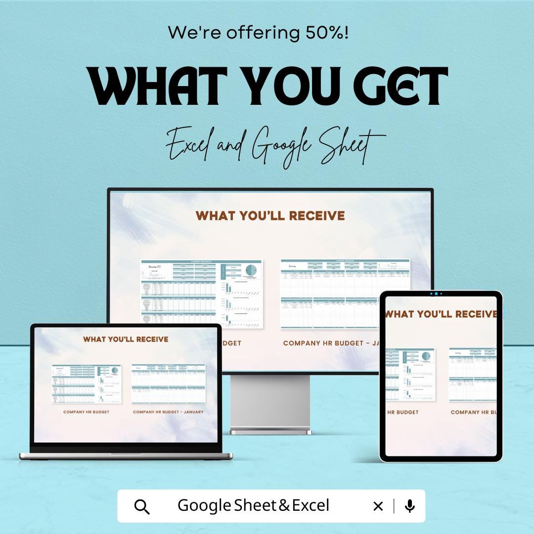 Company HR Budget Sheet | Employee Salary and Benefits Management | Excel & Google Sheet | Budgeting Tool for Business