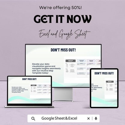 50% Off | Customizable Map Sheet Template for Goal Setting | Short, Mid, and Long-Term Planning | Excel & Google Sheets