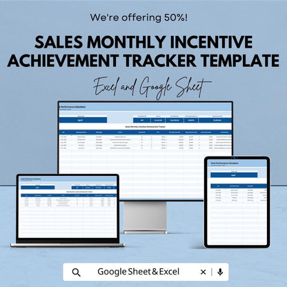 Sales Monthly Incentive Achievement Tracker Template, Commission and Target Spreadsheet, Sales Performance Tool