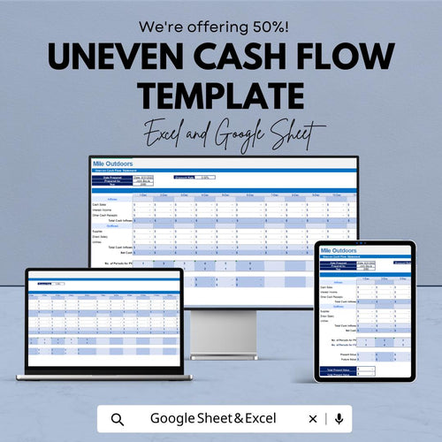 Uneven Cash Flow Template Excel & Google Sheets | Cash Flow Forecast Spreadsheet | Financial Planning Tracker | Business Budget Planner