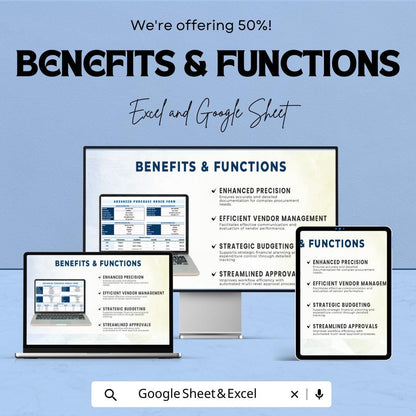 Advanced Purchase Order Form Sheet | Google Sheets Template | Vendor & Product Management | Automated Budget Tracking | Customizable