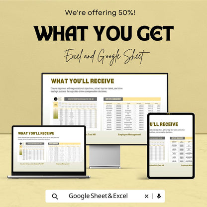 Executive Compensation Analysis Tool HR Template | Executive Pay Analysis | Salary Benchmarking Dashboard | Excel and Google Sheets