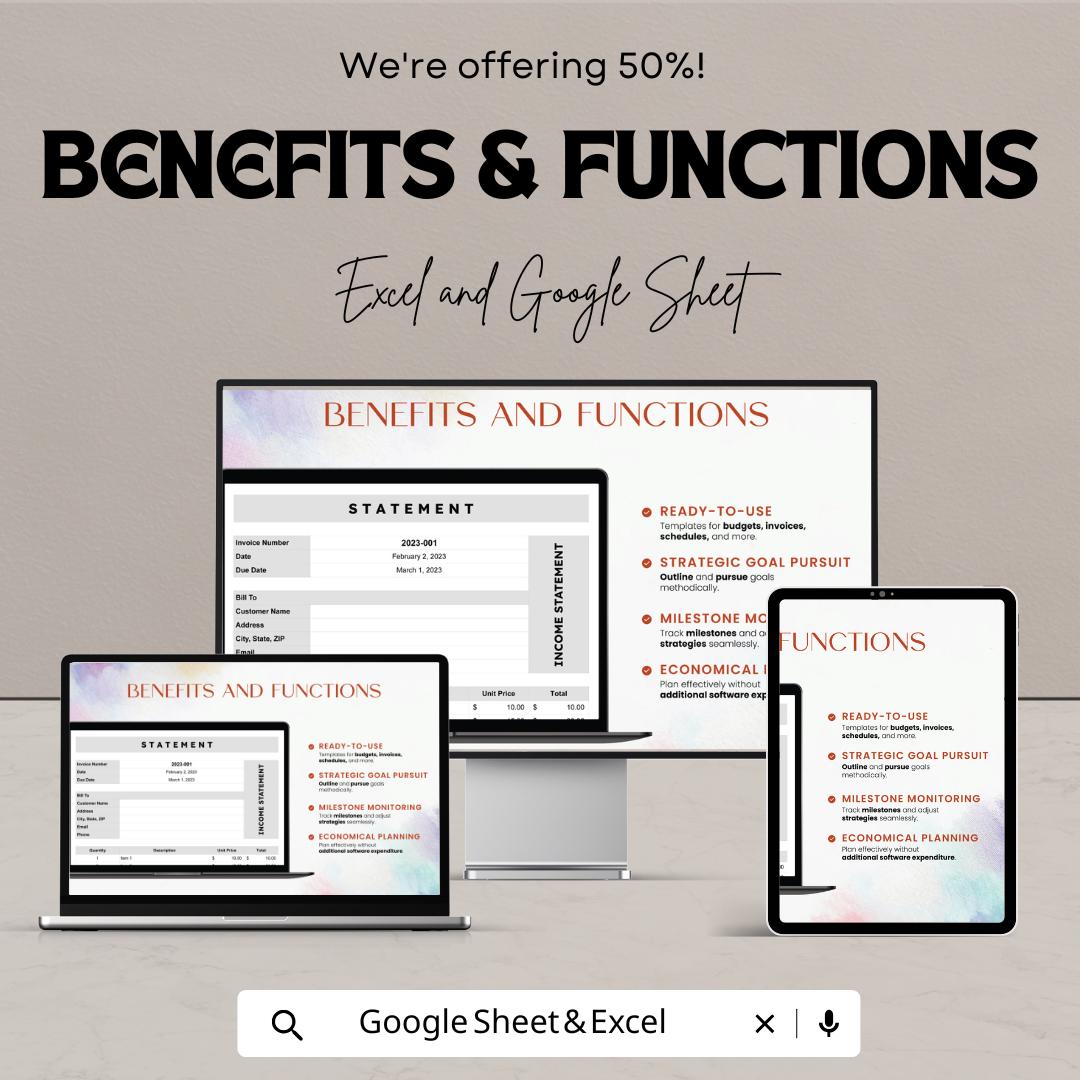 Statement Template | Invoice & Billing Tracker for Excel and Google Sheets | Business Finance Spreadsheet | Payment Record Template