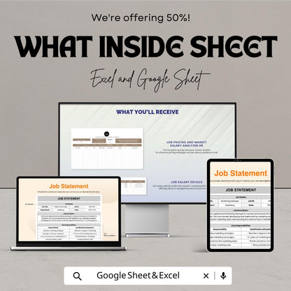 Job Statement Sheet | Google Sheets & Excel | Editable Job Description Template | HR Document | Instant Download | PDF + XLSX Format