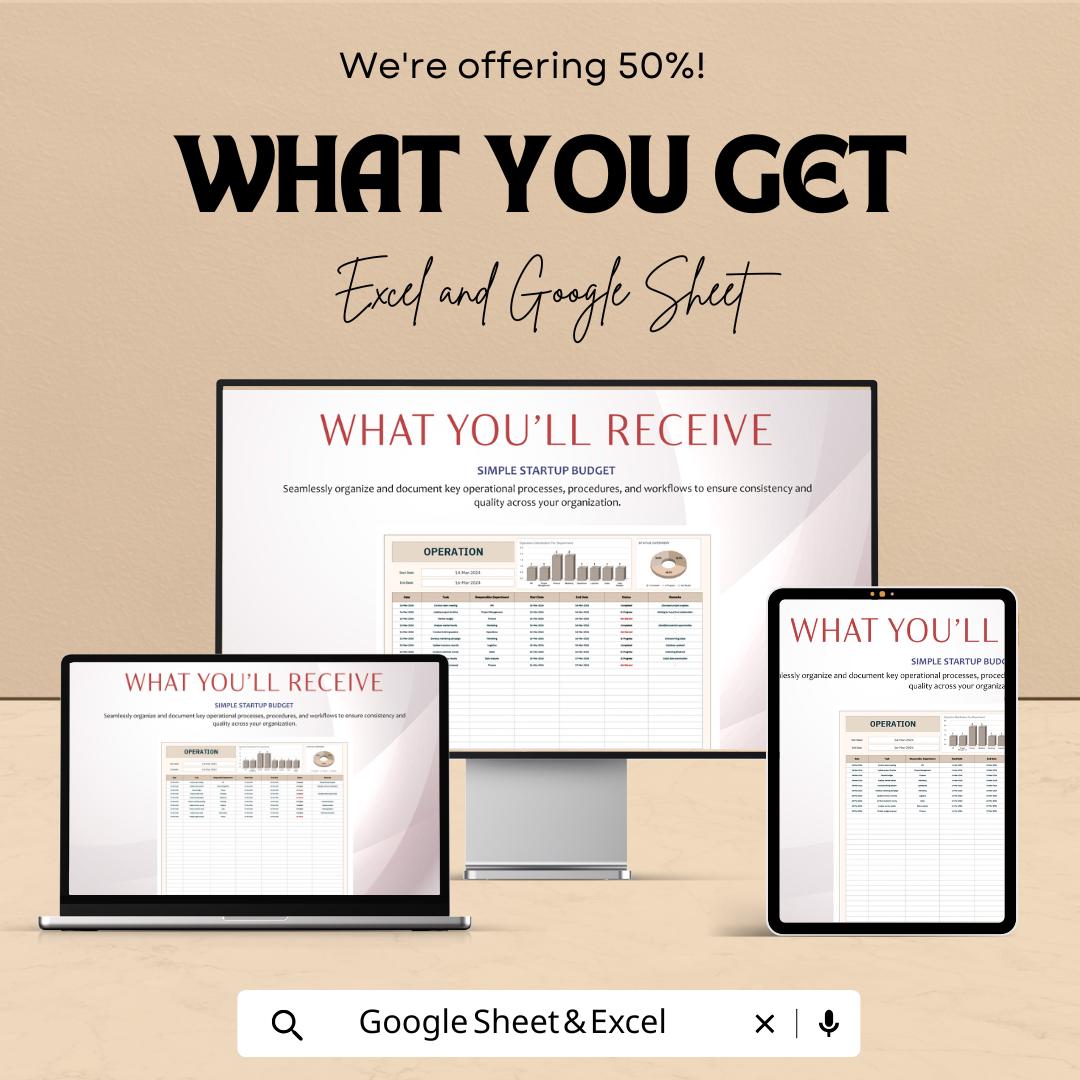 Operation Sheet - Streamline Your Business Operations with Excel & Google Sheet Template for Project Management