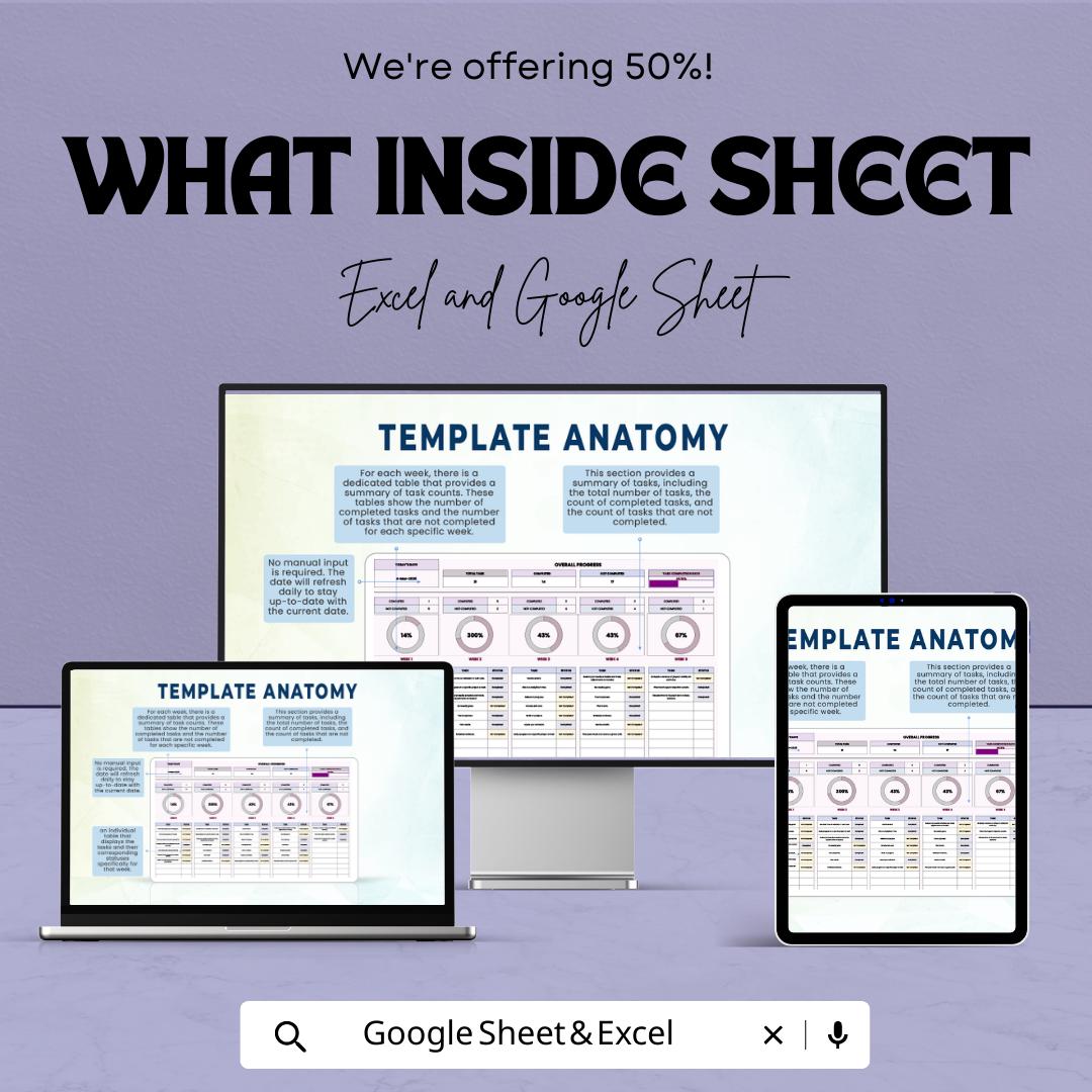 Weekly Tracker Template | Excel and Google Sheets Planner | Productivity Tracker | Weekly Task Manager | Business & Personal Planner
