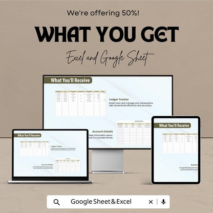 Banking Ledger Template | Bank Transaction Tracker | Account Register Spreadsheet | Personal and Business Finance Ledger