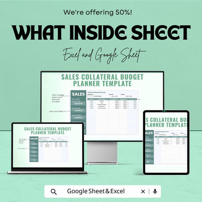 Sales Collateral Budget Planner Sheet – Excel and Google Sheets | Sales Budget Tracker | Marketing Budget Allocation & Expense Management