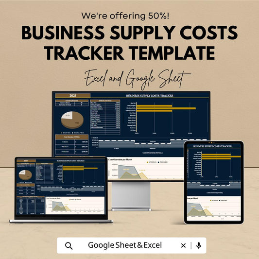 Business Supply Costs Tracker Template | Inventory and Supply Expense Tracker | Excel & Google Sheets | Small Business Cost Management