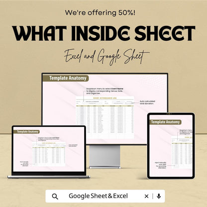 Event Attendance Log Template | Attendance Tracker Spreadsheet | Event Registration Sheet | Excel & Google Sheets | Guest List Organizer