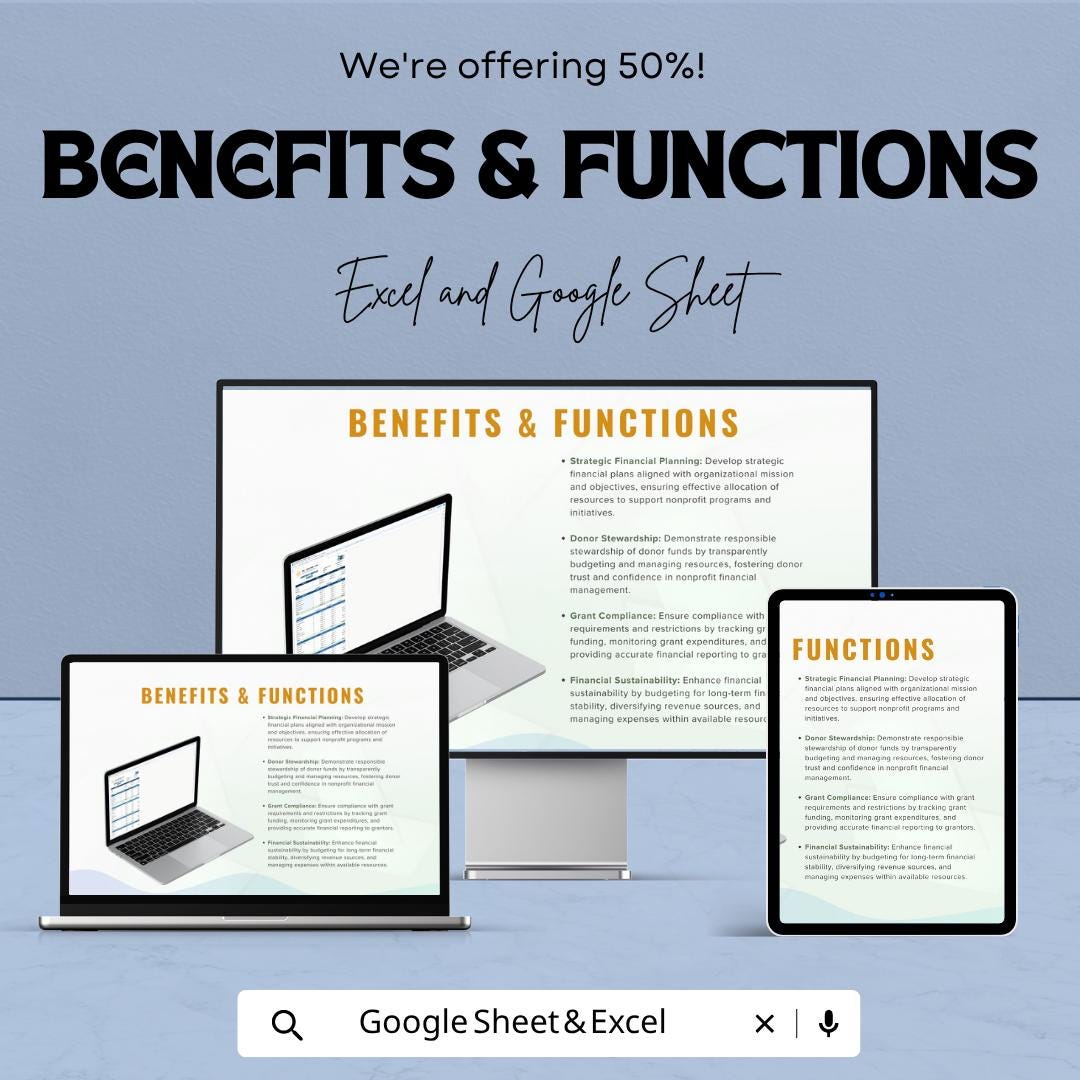 Nonprofit Monthly Budget Template | Nonprofit Budget Spreadsheet | Charity Budget Planner | Income & Expense Tracker