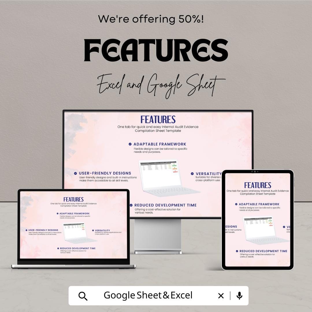 Internal Audit Evidence Compilation Sheet Template | Audit Evidence Tracker | Internal Control Documentation | Audit Checklist Spreadsheet