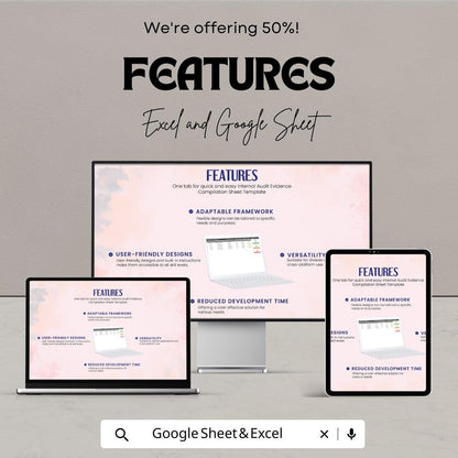 Internal Audit Evidence Compilation Sheet Template | Audit Evidence Tracker | Internal Control Documentation | Audit Checklist Spreadsheet