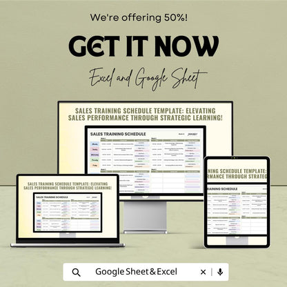 Sales Training Schedule Template | Employee Training Planner | Sales Training Tracker | Staff Training Schedule | Training Plan Template