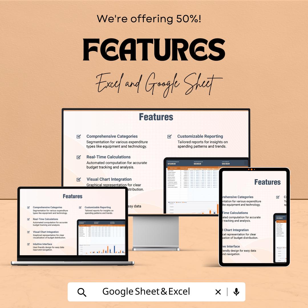 Finance Capital Expenditure Budgeting Sheet | Excel & Google Sheets Template for Budget Planning | Capital Expenditure Tracker