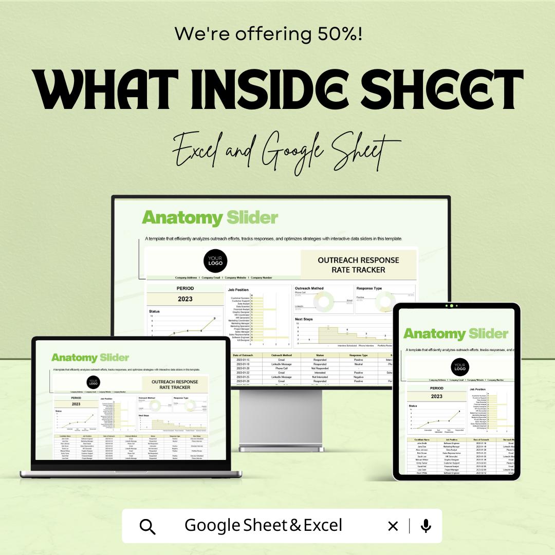Outreach Response Rate Tracker HR Sheet | Excel and Google Sheets Template | HR Dashboard & Analytics Tracker