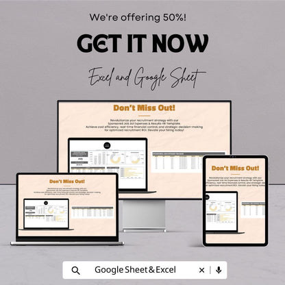 Sponsored Job Ad Expenses and Results HR Template | Excel & Google Sheets | Recruitment Cost Tracker | Hiring Performance Report