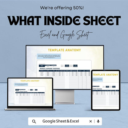 Finance Payroll Expense Tracking Template | Payroll Cost Tracker | Employee Payroll Management | Excel & Google Sheets