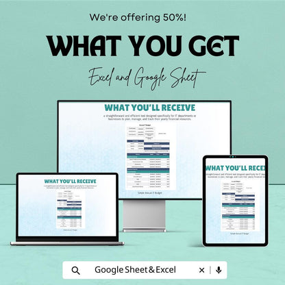 Simple Annual IT Budget Sheet Template - Excel & Google Sheets for IT Financial Planning
