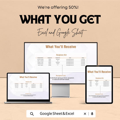 Sign Out Record Sheet | Excel and Google Sheets Template | Employee or Visitor Sign-Out Log | Accountability & Tracking Sheet