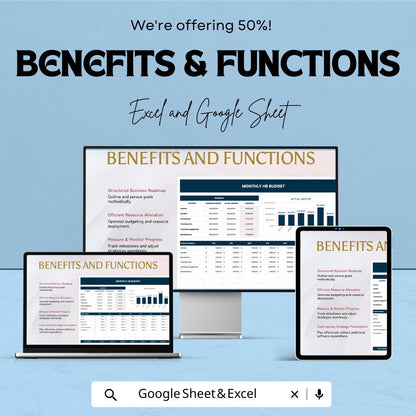Monthly HR Budget Template | HR Budget Spreadsheet | Excel & Google Sheets HR Budget Tracker | Human Resources Budget Planner