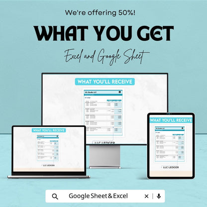 LLC Ledger Template Excel Google Sheets | Business Accounting Spreadsheet | General Ledger Template | Small Business Bookkeeping |