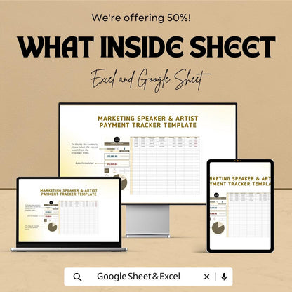 Marketing Speaker & Artist Payment Tracker Template | Income and Expense sheet | Finance Tracker | Event Payment Log | Digital Download