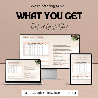 Sinking Fund Budget Template | Excel and Google Sheets Budget Planner | Sinking Budget Spreadsheet | Expense Tracker & Financial Planner