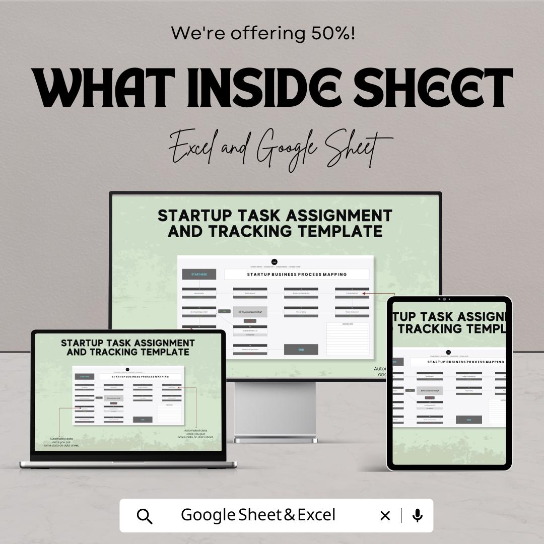 Startup Business Process Mapping Template | Excel & Google Sheets | Process Flow Chart | Workflow Mapping Tool | Business Planning Template