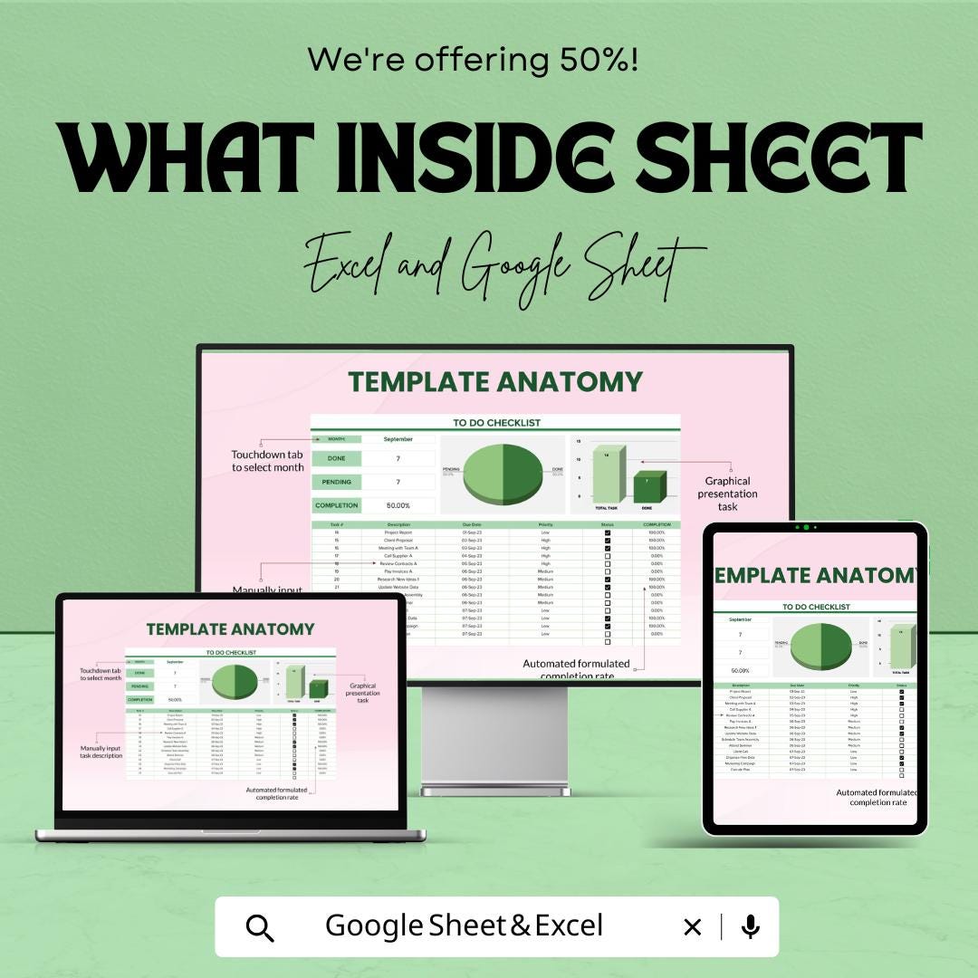 To Do Checklist Sheet for Excel and Google Sheets | Task Management Template | Track Progress, Deadlines, & Productivity | Customizable