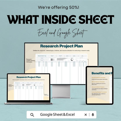 Research Project Plan Sheet | Google Sheets & Excel Template | Research Management | Project Planning Tool | Task Organizer |