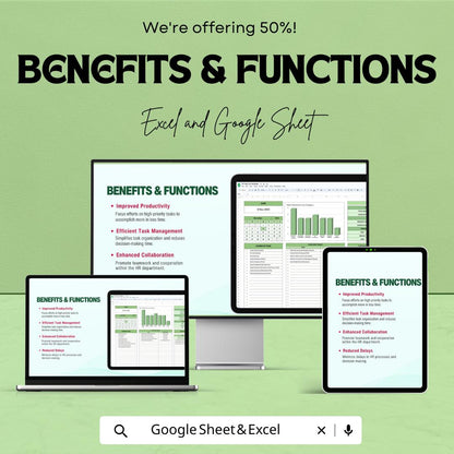 HR Task List Sheet - Excel and Google Sheet Template for HR Management | Track Tasks, Deadlines & Progress Efficiently